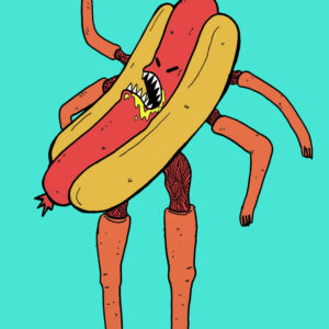 artwork depicting a hotdog by Hunter Freese