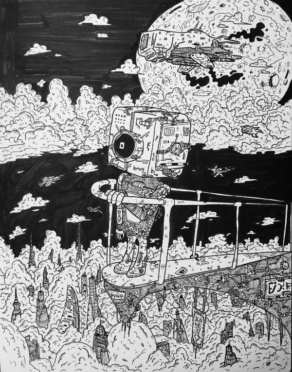 overlooking the skyline artwork by hunter freese
